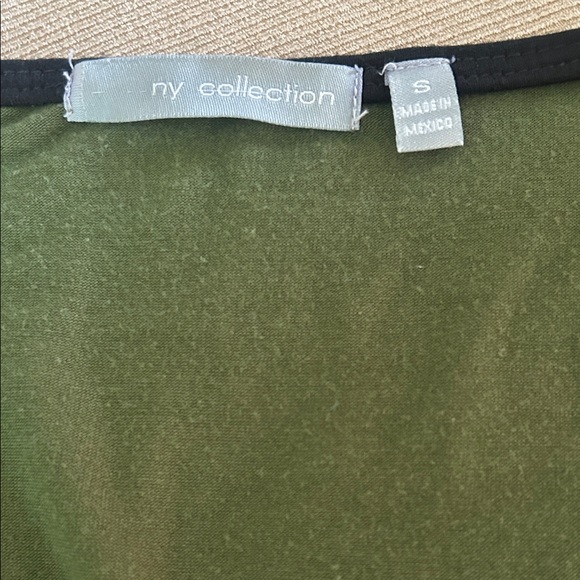 NY Collection Olive Dress with Black Fringe - Picture 2 of 7